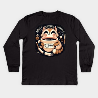 Coffee Cat - Daily Dose of Cuteness Kids Long Sleeve T-Shirt